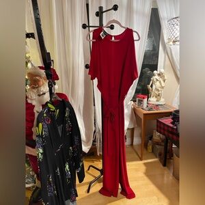 Frank Lyman Design Cold Shoulder Red Jumpsuit